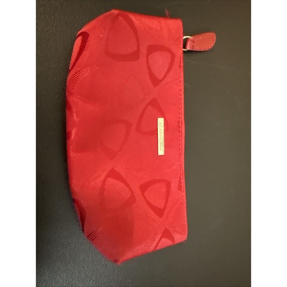 Liz Claiborne Cosmetic Make Up Bag Zipper Pouch Red Geometric